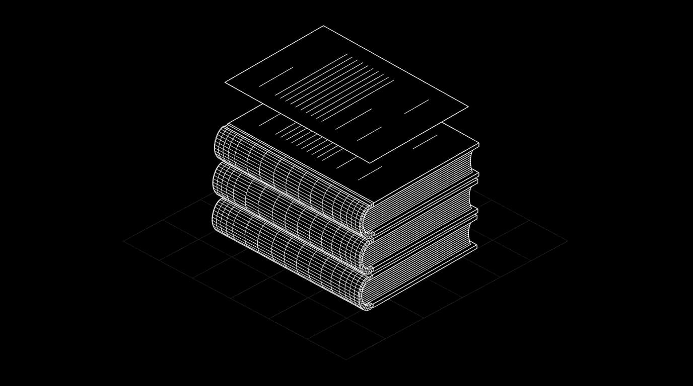 Isometric wireframe illustration for Knowledge base