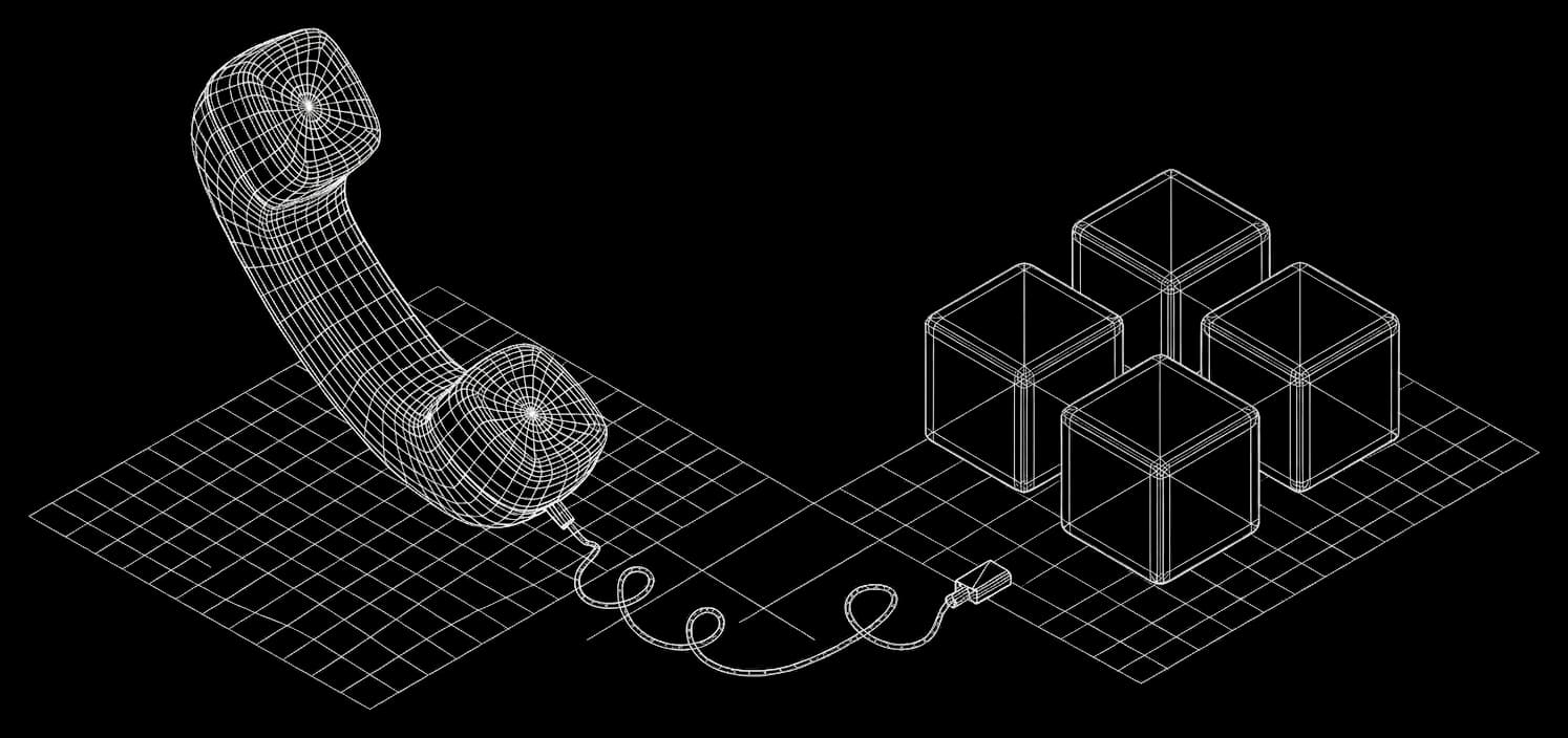 Isometric wireframe illustration for IVR navigation